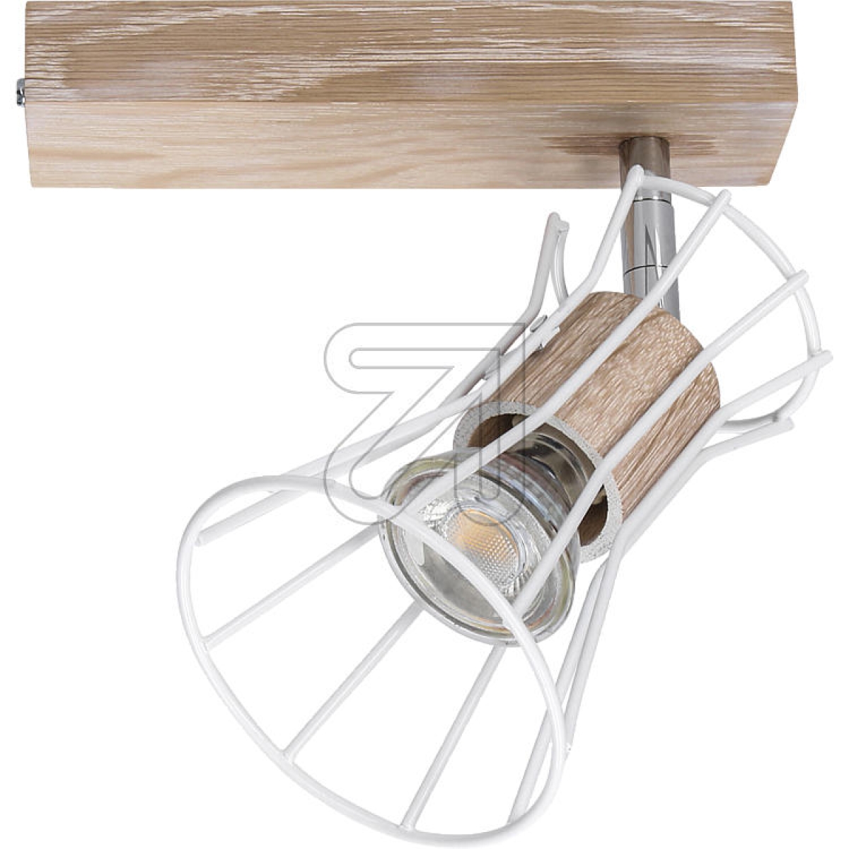 BÖHMERWooden spotlight rustic oak/metal basket white 1-bulb 42074Article-No: 663580