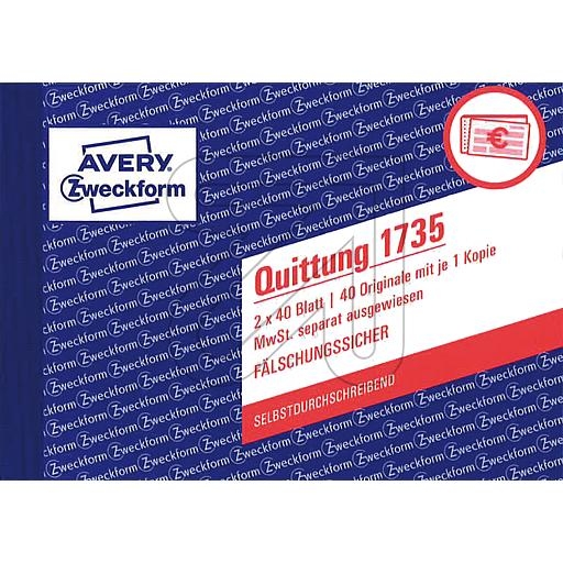 AVERY ZweckformZweckform receipt pad 2x40 sheets, DIN A6 self-copying, 1735Article-No: 790155