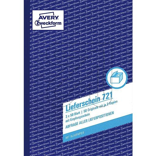 AVERY ZweckformZweckform delivery note book 3x50 sheets DIN A5 721