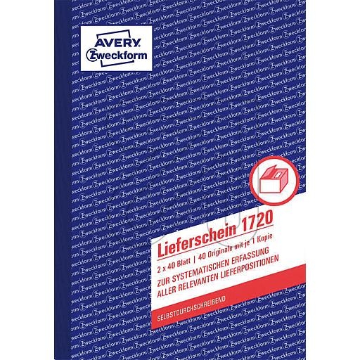 AVERY ZweckformZweckform Lieferscheinbuch 2x40 Blatt, DIN A5 selbstdurchschreibend, 1720Artikel-Nr: 790215