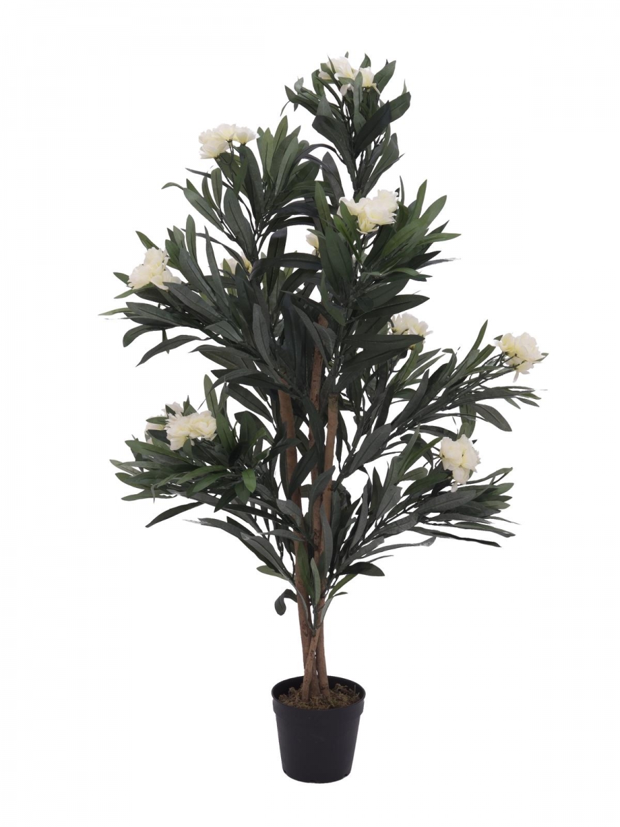 EUROPALMSOleander tree, artificial plant, white, 120 cm