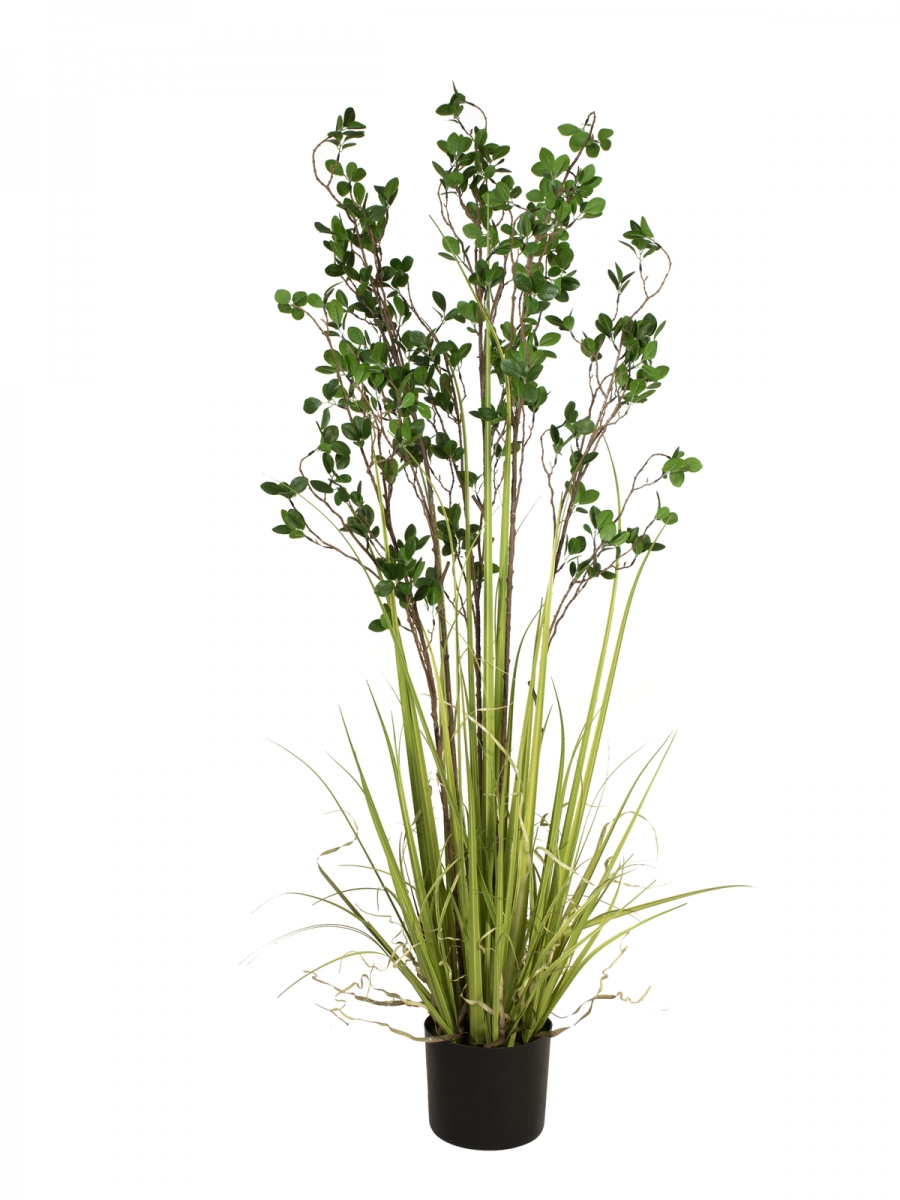 EUROPALMSEvergreen shrub with grass, artificial plant, 152cm