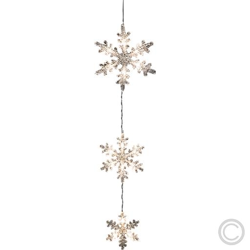 KonstsmideLED snowflake light chain inside/outside Distance between the snowflakes 11cm, strand length 70cm 15 LEDs warm white 6132-103Article-No: 830315