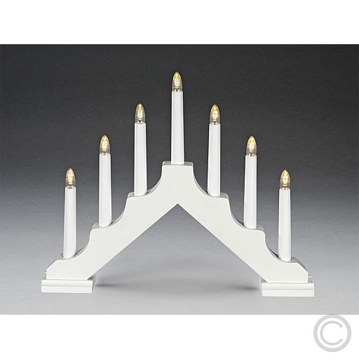 KonstsmideLED wooden chandelier battery operated 7 flames 38x28cm matt white 2322-205Article-No: 831700