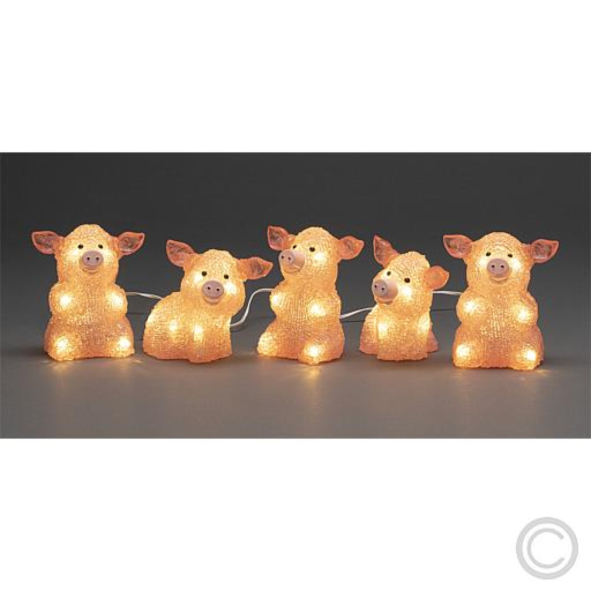 KonstsmideLED acrylic pigs inside and outside 5x8 LEDs warm white 10.5x12.5cm 6232-343Article-No: 831765