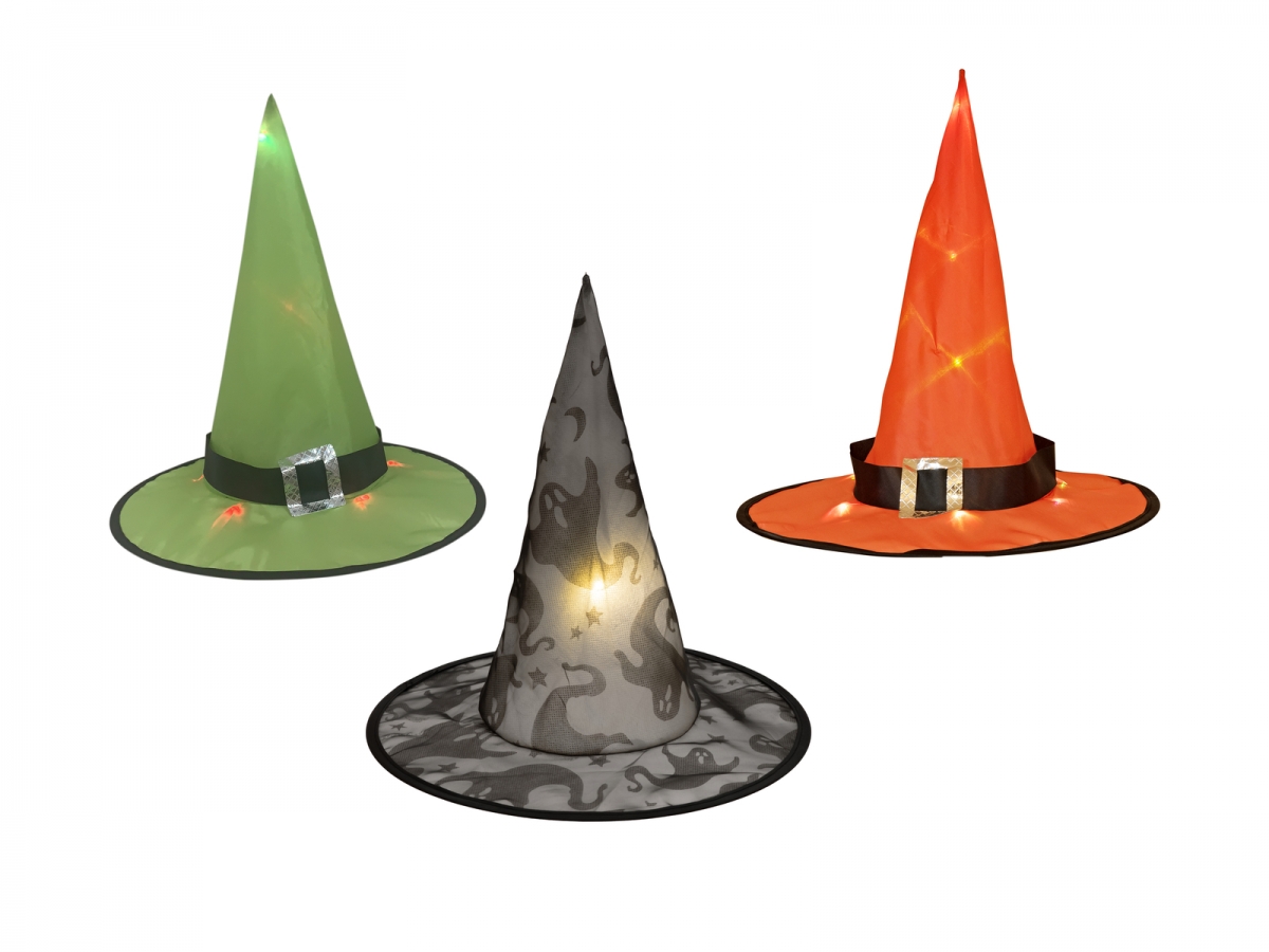 EUROPALMSHalloween Witch Hat 3pc set, illuminated, 36cm