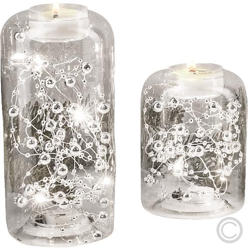 SAICOLED glass tealight holder set, battery-operated, 2x CR2032 set with 2 glasses Ø 7.5cm, 7 LEDs warm white 10/15cm CW04-7065Article-No: 839265
