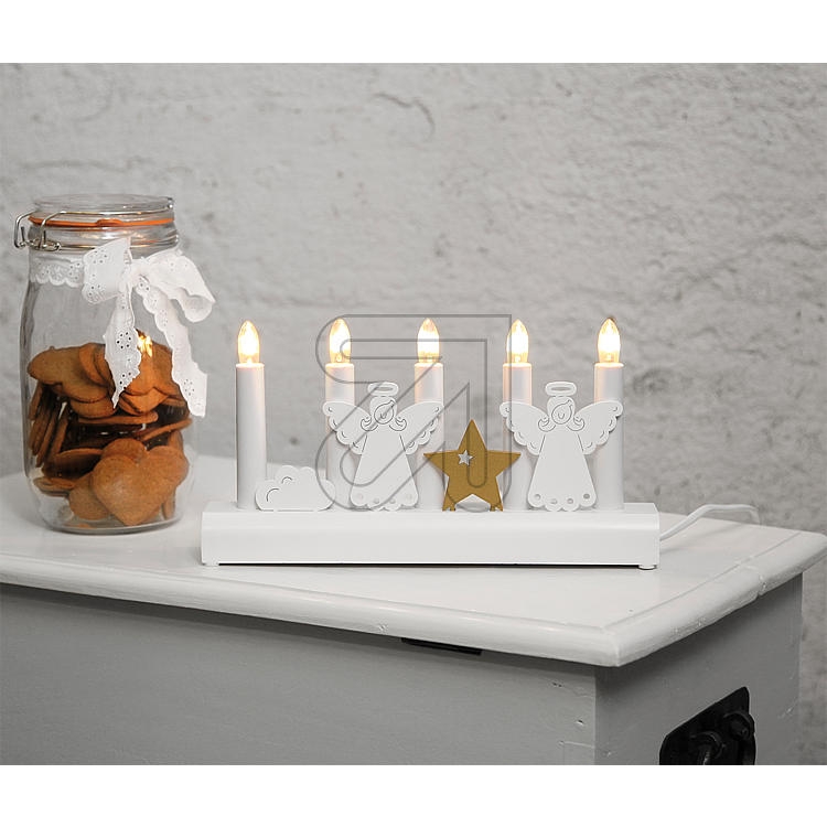 Best SeasonWood window candlestick Julia with 5 top candles 55V/3W E10 28x15cm white 271-30Article-No: 842035