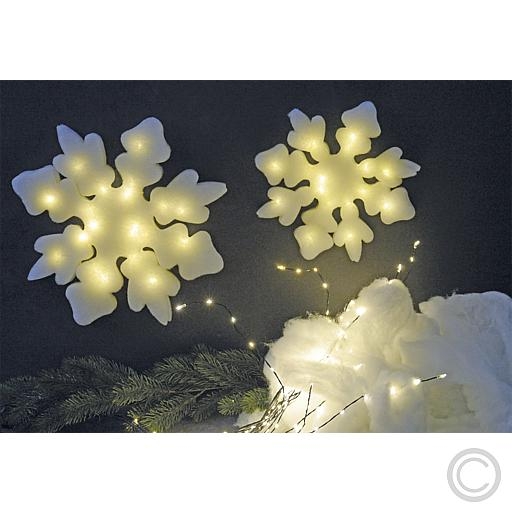 RiffelmacherLED fleece snowflake battery operation 20 LEDs 30x30cm white 68302