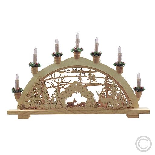 HeinzWooden candle arch Forest with 7 top candles 24V/3W E10, 57x34cm nature 10787Article-No: 861885