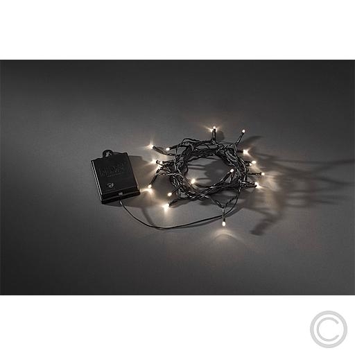 KonstsmideLED mini light chain inside/outside, battery-operated, illuminated length 1.9m, total length 2.4m 20 LEDs, warm white 3722-100