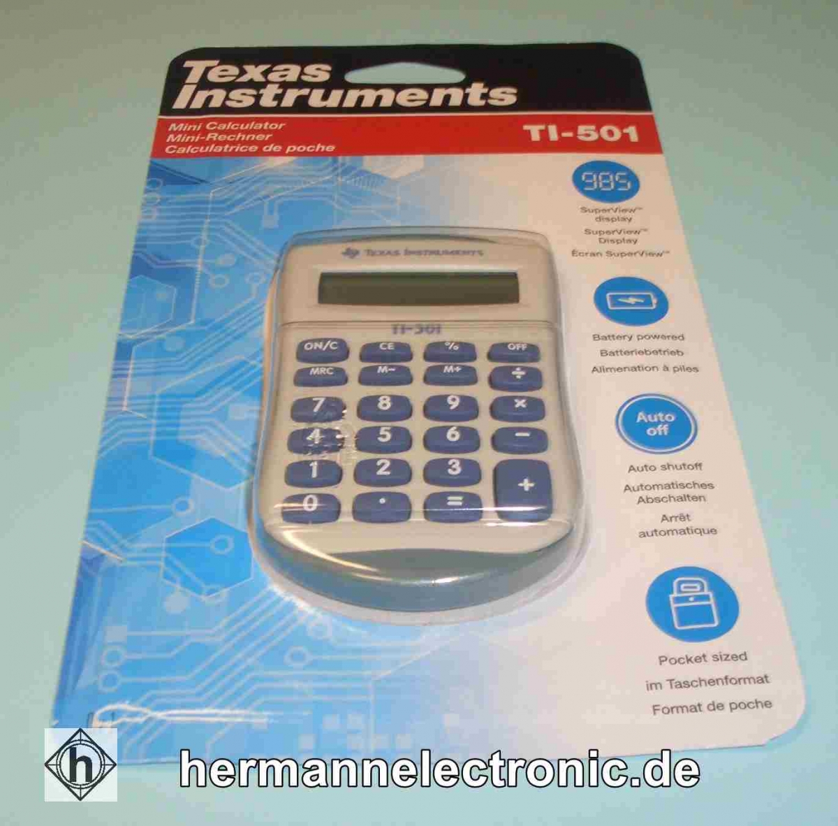 Texas InstrumentsTaschenrechner TI-501 Displayanzeige: 8 Zeichen