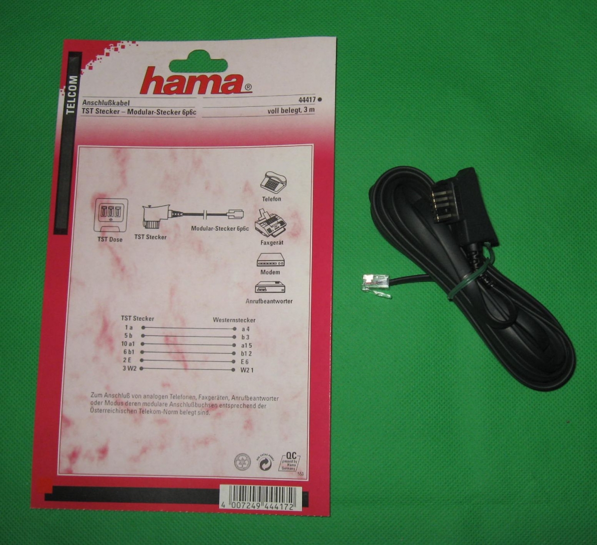 Hama TST Kabel 6p4cArtikel ist in der verfügbaren Stückzahl am Lager!