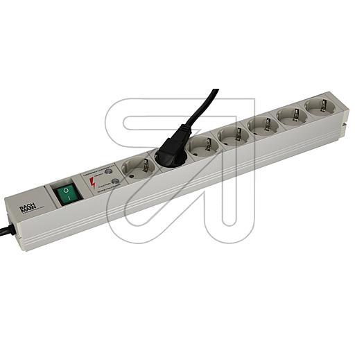 Bachmann19 socket strip 7-way 333.405 light green/silver, with switch and overvoltage protectionArticle-No: 046980