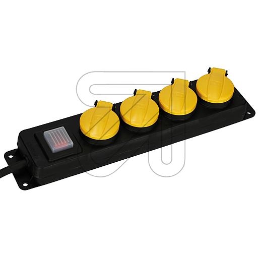 eltric4-way table socket with hinged lid IP44 GNPBK04 black / yellow, with switch