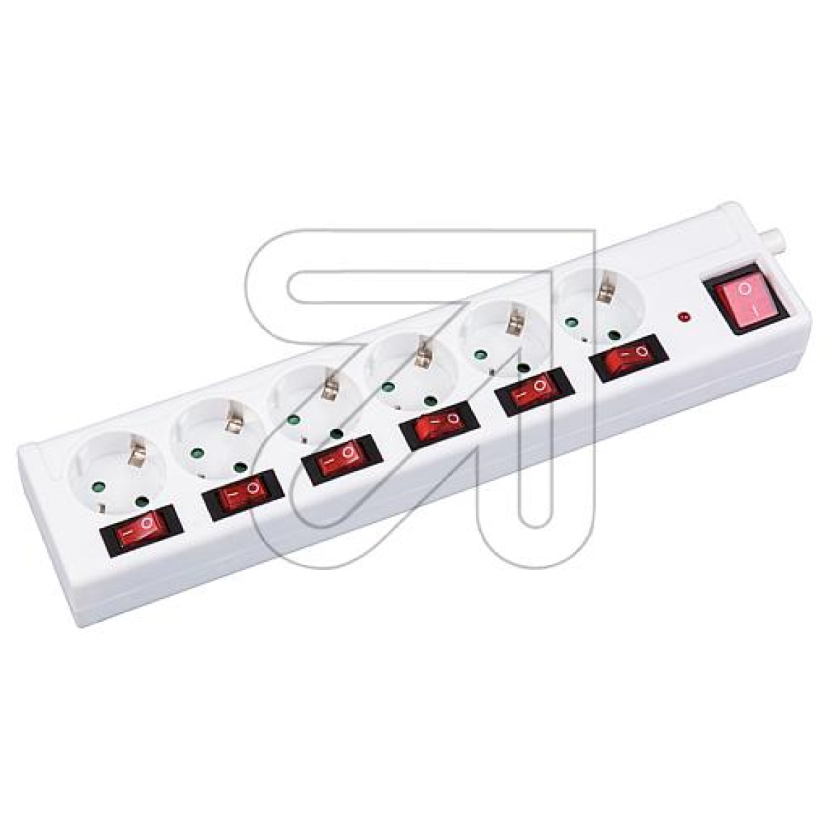 EGB6-way socket strip with main and 6 individual switches white 1.5m surge protectionArticle-No: 047810L