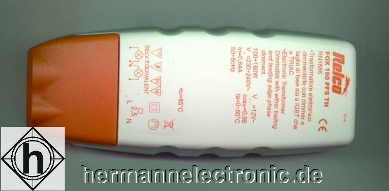 RelcoFOX 160 PFS TH RN1686 Electronic transformer, 100-160W for 12V halogen lampsArticle-No: RN1686L