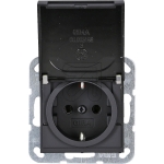 GIRACombination socket with hinged cover, matt black 4454005Article-No: 095495