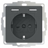 2USBSchuko socket 2USB inCharge PRO 55 black VDE, 32mm, 2.4A