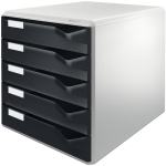 LEITZDrawer set postal set, 5 drawers, light grey/black 5280-00-95Article-No: 4002432328253