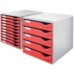 LEITZDrawer set mail set, 5 drawers, light gray/red 5280-00-25Article-No: 4002432324392