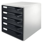 LEITZDrawer set postal set, 5 drawers, light grey/black 5280-00-95Article-No: 4002432328253