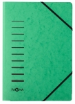 PagnaElastic folder A4 pressboard green with corner elastic band and 3 folding flaps 24007-03Article-No: 4013951004979