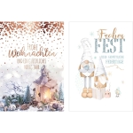 Double text Christmas card, 10 pieces, assorted 22-5769-Price for 10 pcs.Article-No: 4016723207691