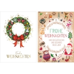 Double text Christmas card, 10 pieces, assorted 22-5783-Price for 10 pcs.Article-No: 4016723207837