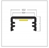 EGBaluminum mounting profile set W12.2xH7mm, L2000mm for stripes max.B8mm, slide/click cover opal