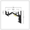 EGBaluminum corner profile set 60 °/30 °, W20xH16mm, L2000mm for stripes max. W10mm, clip cover opalArticle-No: 686685