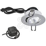 EVNLED recessed spotlight IP65, Ra>90, 8.4W 3000K, chr-mt 230V, beam angle 38°, swiveling, dimmable, PC650N91502Article-No: 686255