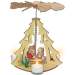 Drechslerei KuhnertTealight pyramid with 3 owl children 24065Article-No: 822135