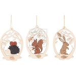 Drechslerei KuhnertTree decorations forest animals 19323 1 bag with 6 pieces = 1 SETArticle-No: 822160