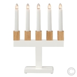 KonstsmideWood candlestick with 5 top candles 55V/3W E10 22.5x30cm white 2558-201