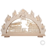 SAICOWooden candle arch Fire Department with 7 LED top candles 3V/0.08W E10 LB19091