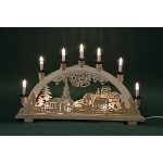 HeinzWooden candle arch Village with bells with 7 top candles 24V/3W E10 58x36cm nature 10767Article-No: 844360