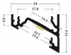 EGBaluminum corner profile set 60°/30°, W19xH24mm, L2000mm for stripes max. W14mm, clip cover opalArticle-No: 689230