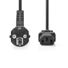 NedisPower cable safety plug IEC-320-C13 plug angled coupling straight black